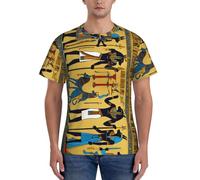 WOmeng Ancient Egypt Tribe Series Print Men Practicality Short Sleeve Comfortable T-Shirt Gym Daily Wear Moisture-Wicking Black
