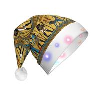 WOmeng Ancient Egypt Tribe Series Print Unisex Adult Christmas Hat With Lights Holiday Accessory Santa Hats For Xmas Party