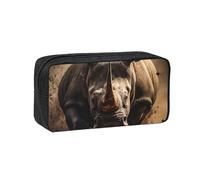 Womeng Angry Rhino Print Adults Spacious Pen Case Large-Capacity Stationery for Office Home Organizer Pouch