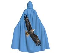 WOmeng Bald Eagle Print Full Length Halloween Unisex Cloak Hooded Medieval Colors Costume Cosplay Party