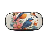 WOmeng Birds Flowers Butterfly Print Convenient Lightweight Pencil Case Pen Makeup School Travel Office Versatile Usage