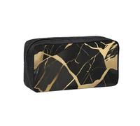 Womeng Black Marble Texture Gold Print Adults Spacious Pen Case Large-Capacity Stationery for Office Home Organizer Pouch