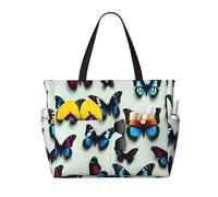 WOmeng Butterfly and cello Print Foldable Beach Bag Convenience Tote Summer Vacation Picnic Camping Gym Daily Use