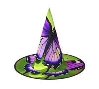 WOmeng Butterfly Purple Print Halloween Witch Hat Carnival Costume Accessory Foldable Lightweight Cap Festivals