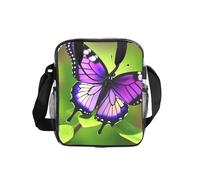 WOmeng Butterfly Purple Print Lunch Bag Clear Insulated Food Storage Container Picnic Lightweight Box Organizer