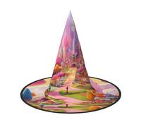 WOmeng Candy Land Print Halloween Witch Hat Carnival Costume Accessory Foldable Lightweight Cap Festivals