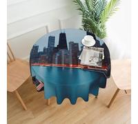 WOmeng Chicago Print Waterproof Washable Round Tablecloth Wedding Camping Picnic Holiday Table Cover