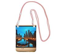 WOmeng Chicago Reflected Print Mobile Pouch Phone Crossbody Bag Water-Resistant Travel Hiking Shopping Daily Use