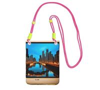 WOmeng Chicago Reflected Print Mobile Pouch Phone Crossbody Bag Water-Resistant Travel Hiking Shopping Daily Use