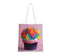 WOmeng Colorful Cupcakes Rainbow Flower Cake Print Reusable Bag Lightweight Bags Foldable Eco-Friendly All-Seasons Versatility Trendy