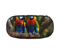 WOmeng Colorful Parrots On Tree Print Convenient Lightweight Pencil Case Pen Makeup School Travel Office Versatile Usage
