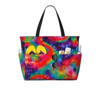 WOmeng Colorful Tie Dye pattern Print Foldable Beach Bag Convenience Tote Summer Vacation Picnic Camping Gym Daily Use