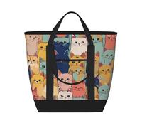 WOmeng Cute Cats In A Variety Of Colorsprint Tote Bag Large Capacity Insulated Waterproof Package Grocery Lunch Picnic Beach