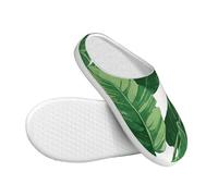 WOmeng Cute green palm leaves Print Adult TPR Slippers Soft Indoor House Spring Slippers Travel Home Comfort Footwear