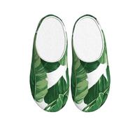 WOmeng Cute green palm leaves Print Adult TPR Slippers Soft Indoor House Spring Slippers Travel Home Comfort Footwear