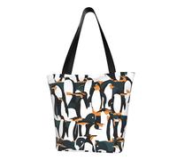 WOmeng Cute Penguin Animal Pattern Print Summer Versatile Carry Shoulder Bag Travel Handbag Beach Daily Use Ample Storage