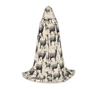 WOmeng Cute Sheep Lamb Print Unisex Gothic Hooded Cloak Variety Wizard Carnival Robe Halloween Cosplay Christmas