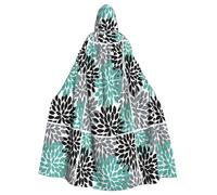 WOmeng Dahlia Flower Print Full Length Halloween Unisex Cloak Hooded Medieval Colors Costume Cosplay Party
