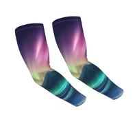 WOmeng Dark Northern Lights Print Protection Practical Sun Arm Sleeves Uv Protection Versatile Usage Across Activity