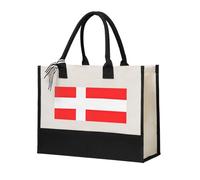 Womeng Denmark Danish Flag Print Eco-Friendly Canvas Tote Bag Large Capacity Daily Shopping Trips Weekend Getaways