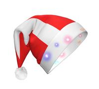 WOmeng Denmark Danish Flag Print Unisex Adult Christmas Hat With Lights Holiday Accessory Santa Hats For Xmas Party