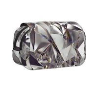 WOmeng Diamond Pattern Print Versatile Pen Case Convenience Compartments Travel Office Supplies Large Capacity