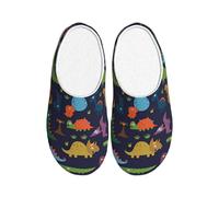 WOmeng Dinosaur Palm Leaf Print Adult TPR Slippers Soft Indoor House Spring Slippers Travel Home Comfort Footwear