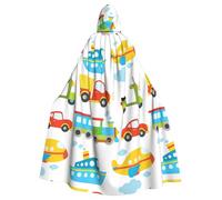 WOmeng Diversified Transportation Print Full Length Halloween Unisex Cloak Hooded Medieval Colors Costume Cosplay Party