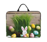 Womeng Easter Egg Bunny Grass Wooden Print 14in Laptop Case Sleeve Portable Computer Bag School Office Travel Work Daily Use