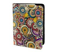 WOmeng Ethnic Circles Floral Pattern Print Men and Women Passport Travel Document Lightweight Stylish Passport Wallet Case