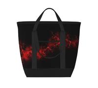 WOmeng Explosion Burst Red Blackprint Tote Bag Large Capacity Insulated Waterproof Package Grocery Lunch Picnic Beach