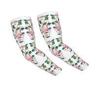 WOmeng Flamingo Bird Round Leaves Print Protection Practical Sun Arm Sleeves Uv Protection Versatile Usage Across Activity