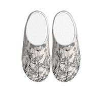 WOmeng Floral Herbs Botanical Engraving Print Adult TPR Slippers Soft Indoor House Spring Slippers Travel Home Comfort Footwear