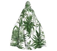 WOmeng Flowering Herbs And Herbaceous Plants Print Full Length Halloween Unisex Cloak Hooded Medieval Colors Costume Cosplay Party