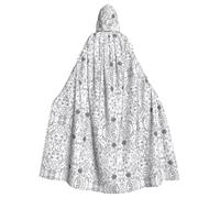 WOmeng Flowering Herbs And Herbaceous Plants Print Full Length Halloween Unisex Cloak Hooded Medieval Colors Costume Cosplay Party