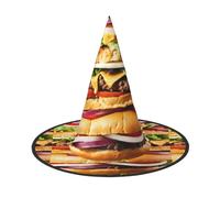 WOmeng Food Pattern Funny Print Halloween Witch Hat Carnival Costume Accessory Foldable Lightweight Cap Festivals