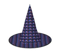 WOmeng French Flag Print Halloween Witch Hat Carnival Costume Accessory Foldable Lightweight Cap Festivals