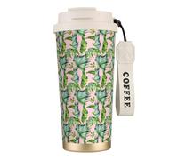 WOmeng Fresh Banana Leaves Print Stainless Steel Coffee Cup Hot Cold Travel Mug Beverage Office Camping Daily Use