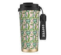 WOmeng Fresh Banana Leaves Print Stainless Steel Coffee Cup Hot Cold Travel Mug Beverage Office Camping Daily Use