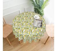 WOmeng Fresh Tropical Lemons Print Waterproof Washable Round Tablecloth Wedding Camping Picnic Holiday Table Cover