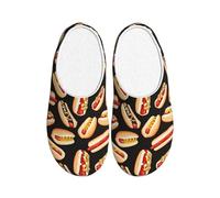 WOmeng Fun Food Hot Dogs Print Adult TPR Slippers Soft Indoor House Spring Slippers Travel Home Comfort Footwear