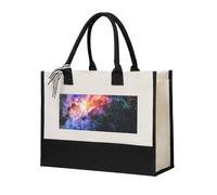 Womeng Galaxy In The Universe Print Eco-Friendly Canvas Tote Bag Large Capacity Daily Shopping Trips Weekend Getaways