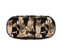 WOmeng German Shepherd Dog Print Convenient Lightweight Pencil Case Pen Makeup School Travel Office Versatile Usage