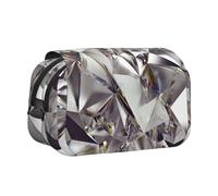WOmeng Glitter Abstract Diamond Crystal Pattern Print Versatile Pen Case Convenience Compartments Travel Office Supplies Large Capacity