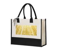 Womeng Gold Bling Print Eco-Friendly Canvas Tote Bag Large Capacity Daily Shopping Trips Weekend Getaways