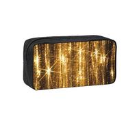 Womeng Gold Sequin Sparkle Print Adults Spacious Pen Case Large-Capacity Stationery for Office Home Organizer Pouch