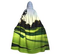 WOmeng Golf Course Print Full Length Halloween Unisex Cloak Hooded Medieval Colors Costume Cosplay Party