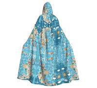 WOmeng Greece Map Print Full Length Halloween Unisex Cloak Hooded Medieval Colors Costume Cosplay Party