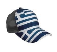 WOmeng Greek Flag Print Baseball Cap Breathable Quick-Dry Hat Running Outdoor Summer Casual Wear Fashion Black