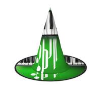 WOmeng Green And White Piano Keys Print Halloween Witch Hat Carnival Costume Accessory Foldable Lightweight Cap Festivals